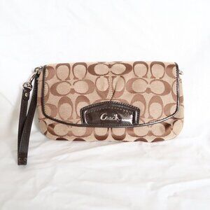 Brown Signature Coach Wristlet